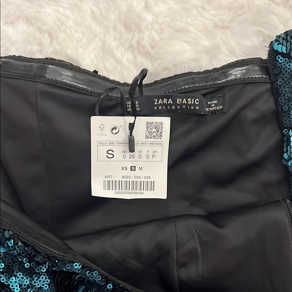 Blue Sequin Bustier Blouse - Picture 2 of 3